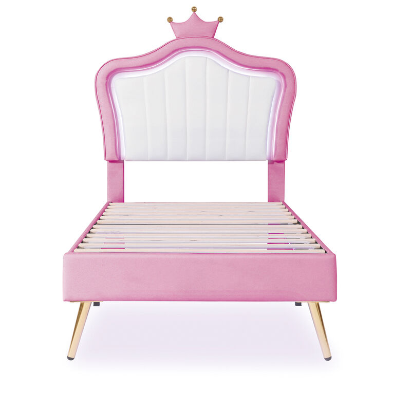 Merax Modern Princess Bed With Crown Headboard