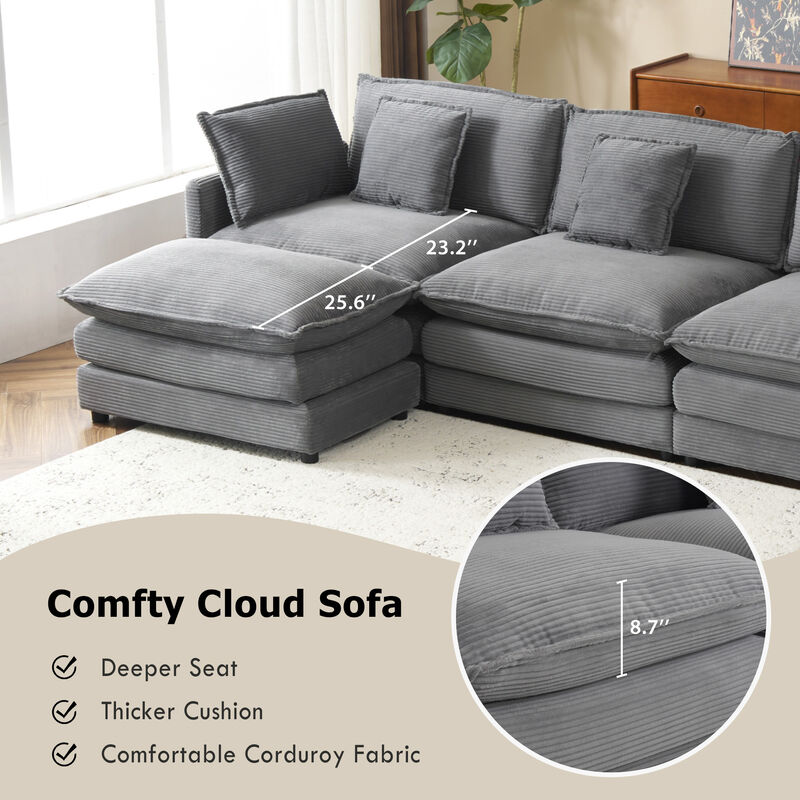 Merax Modern Corduroy Modular Sofa Couch for Living Room