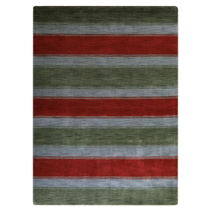 RUGSOTIC CARPETS HAND KNOTTED LOOM WOOL ECO-FRIENDLY AREA RUGS  - 8'x10', Rectangle, Green Blue Color, Contemporary Modern Design, High Pile Thick Handmade Anti Skid Rugs for Living Room (L00214)