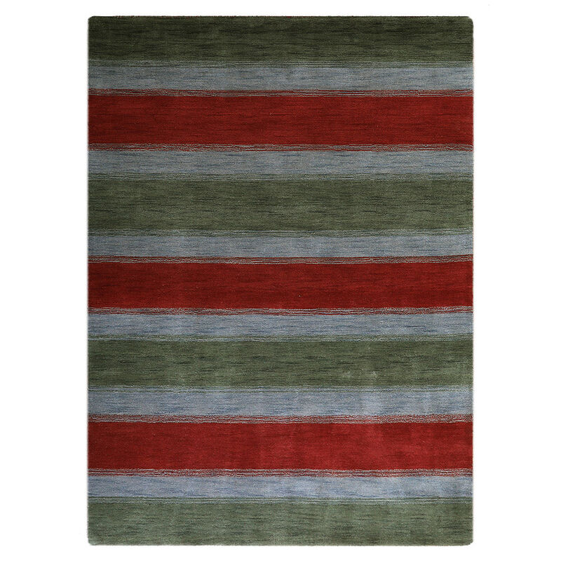 RUGSOTIC CARPETS HAND KNOTTED LOOM WOOL ECO-FRIENDLY AREA RUGS  - 8'x10', Rectangle, Green Blue Color, Contemporary Modern Design, High Pile Thick Handmade Anti Skid Rugs for Living Room (L00214)