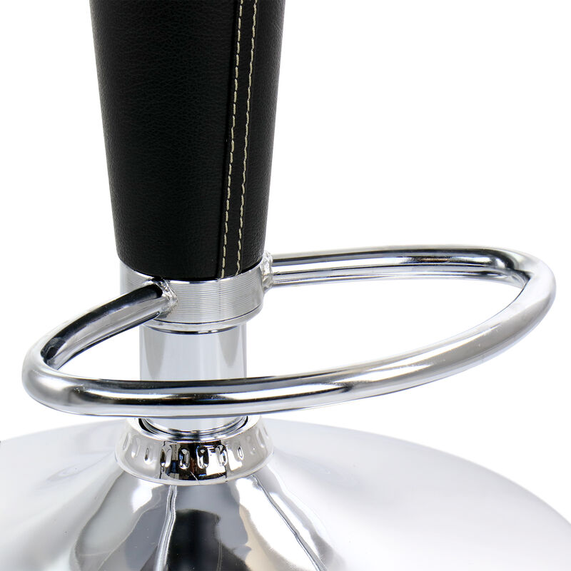 Elama 2 Piece Adjustable Plastic Bar Stool in Black with Chrome Base