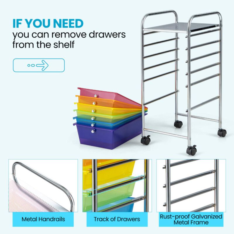 Hivvago 6 Drawers Rolling Storage Cart Organizer