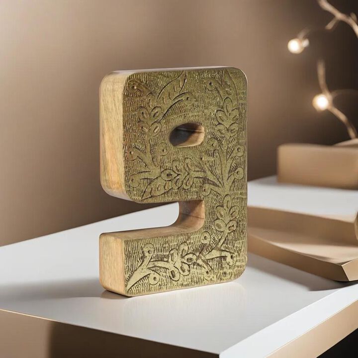 Vintage Natural Gold Handmade Eco-Friendly "9" Numeric Number For Wall Mount & Table Top Décor