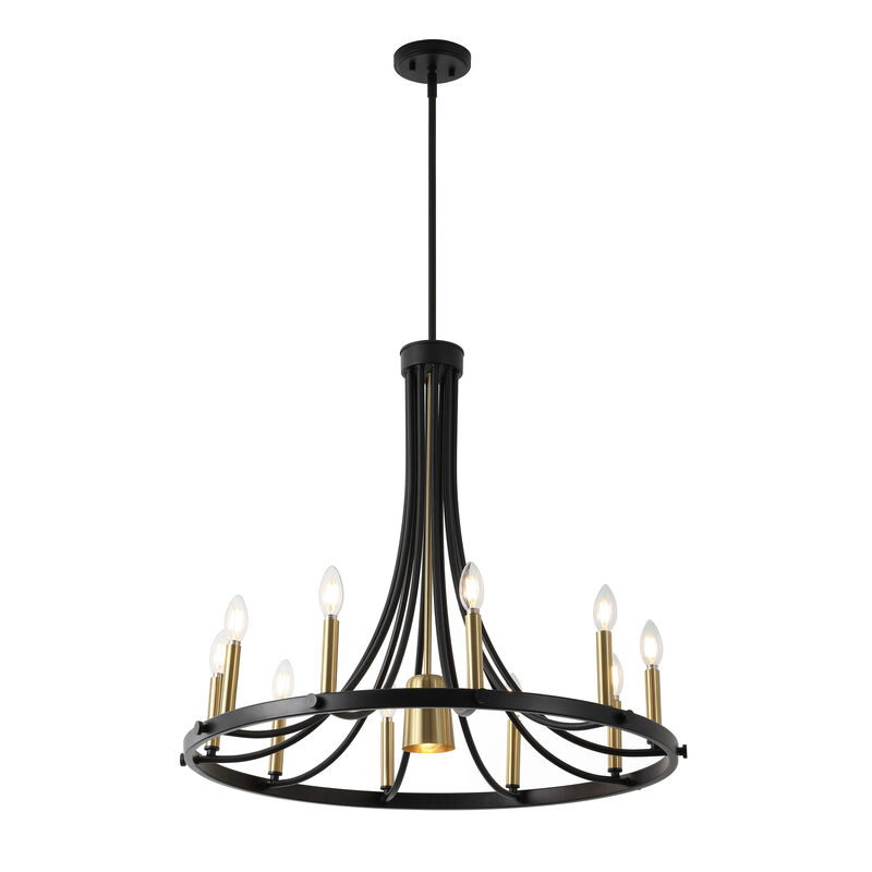 Dante 11-Light Transitional Modern Iron Adjustable Wagon Wheel LED Chandelier with Downlight