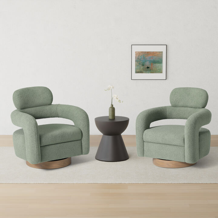 WestinTrends Mid-Century Modern Sherpa Swivel Barrel Accent Chair (Set of 2)