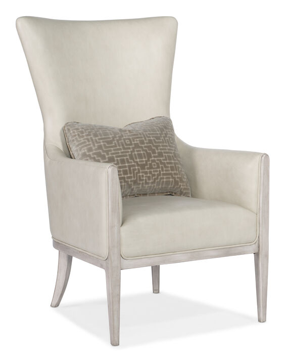 Kyndall Club Chair in White with Accent Pillow