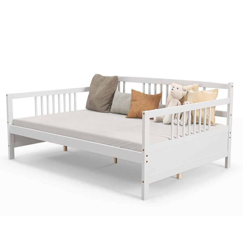 Full Size Metal Daybed Frame with Guardrails