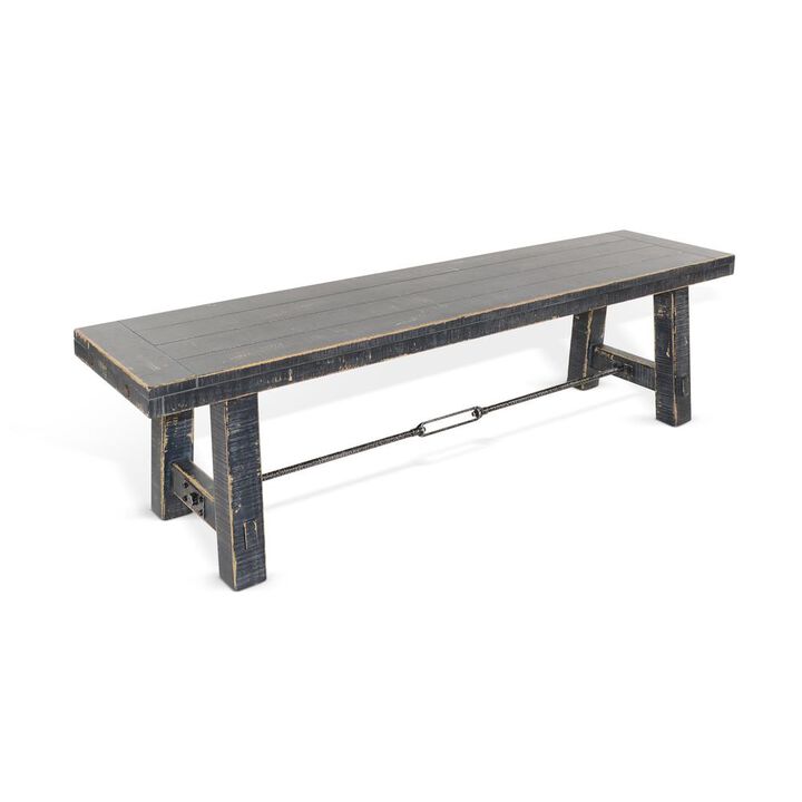 Sunny Designs 64 Black Sand Bench with Turnbuckle, Wood Seat