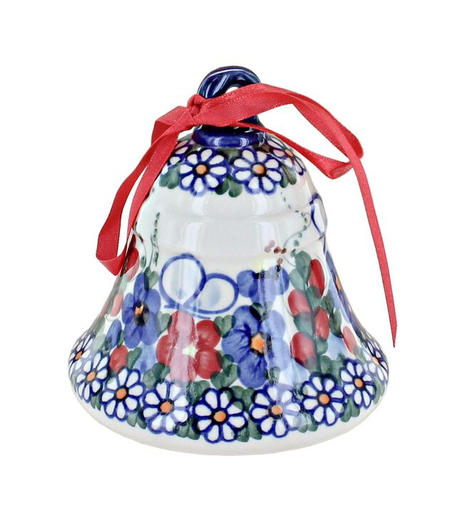 Blue Rose Polish Pottery Winter Celebration Large Bell