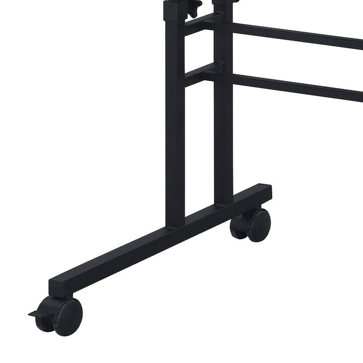 Rolling Writing Desk with Height Adjustable Desktop and Moveable Shelf, Black