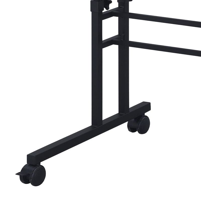 Rolling Writing Desk with Height Adjustable Desktop and Moveable Shelf, Black