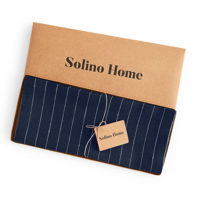 Solino Home 100% Pure Linen Table Runner | Pinstripe