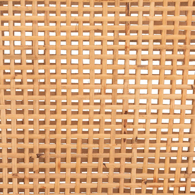 Bali & Pari Lingga Modern Dark Brown Mahogany Wood and Natural Rattan Counter Stool