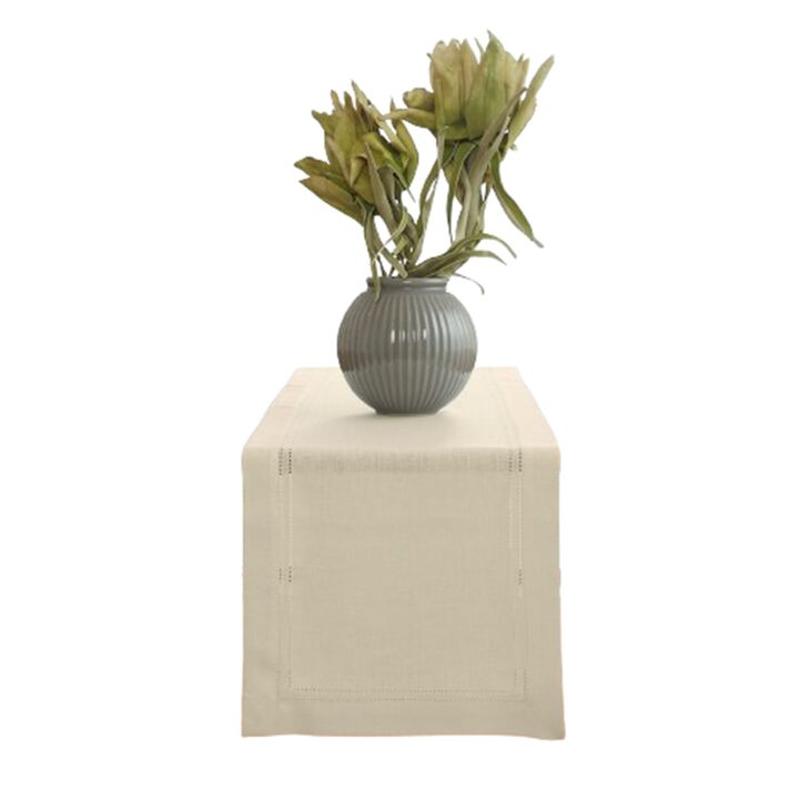 Solino Home 100% Pure Linen Table Runner | Linen Double Hemstitch for Spring & Easter