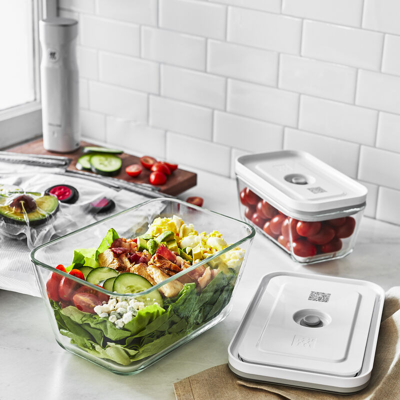 ZWILLING Fresh & Save 7-pc Vacuum Sealer Machine Starter Set, Sous Vide Bags, Meal prep, Airtight Food Storage Containers Glass