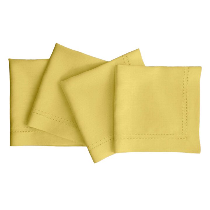 Solino Home 100% Pure Linen Double Hemstitch Dinner Napkins 20 x 20 Inch Set of 4