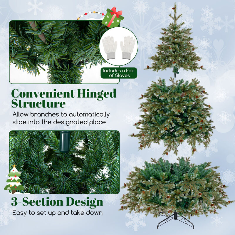 Christmas Tree with Warm White LED Lights and Pine Cones
