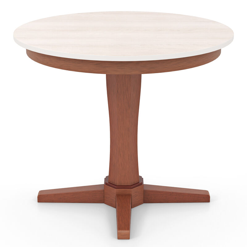 35 Inches Wooden Round Dining Table with Pedestal Base