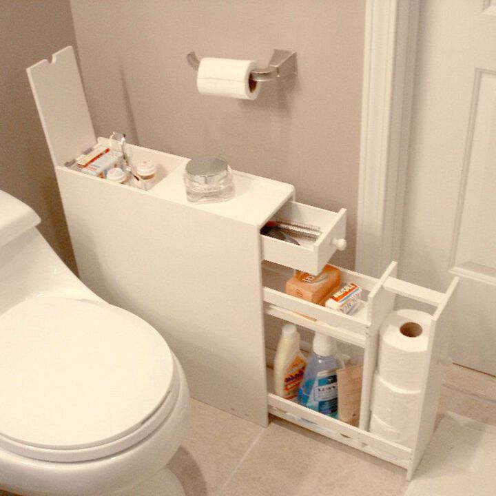 Hivvago Space Saving Bathroom Floor Cabinet in White Wood Finish