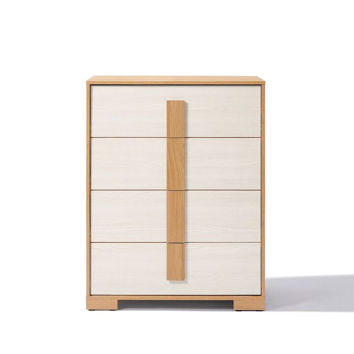 LuxenHome Natural and White 40.9-Inch Tall 4-Drawer Chest