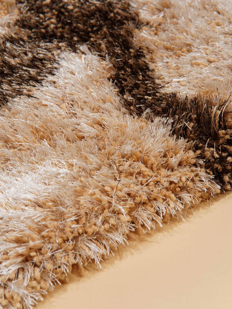 RUGSOTIC CARPETS HAND TUFTED SHAG POLYESTER ECO-FRIENDLY AREA RUGS  - 9'x12', Rectangle, Beige Multicolor, Geometric Modern Design, High Pile Thick Handmade Anti Skid Rugs for Living Room K00004