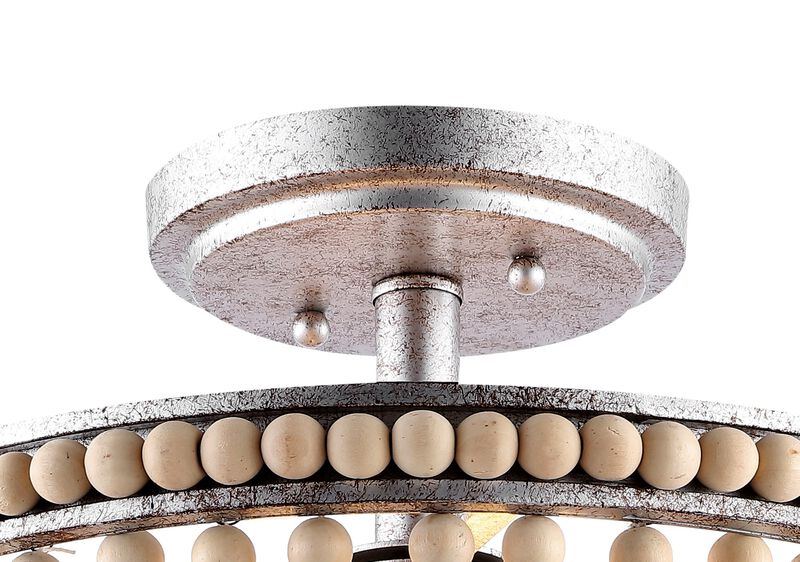 Allie Wood Beaded/Metal LED Flush Mount