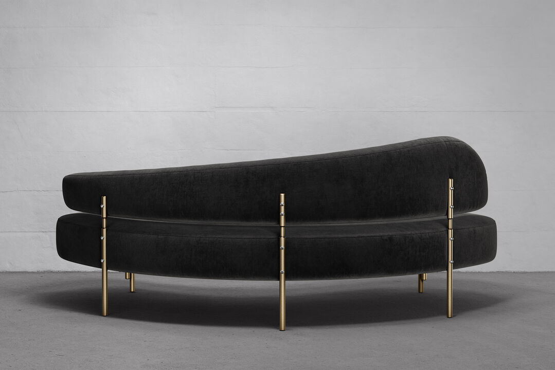 SITIERA_01 Ébano Velvet Upholstered 3-seater Sofa with Aged Bronze Legs by ANDEAN