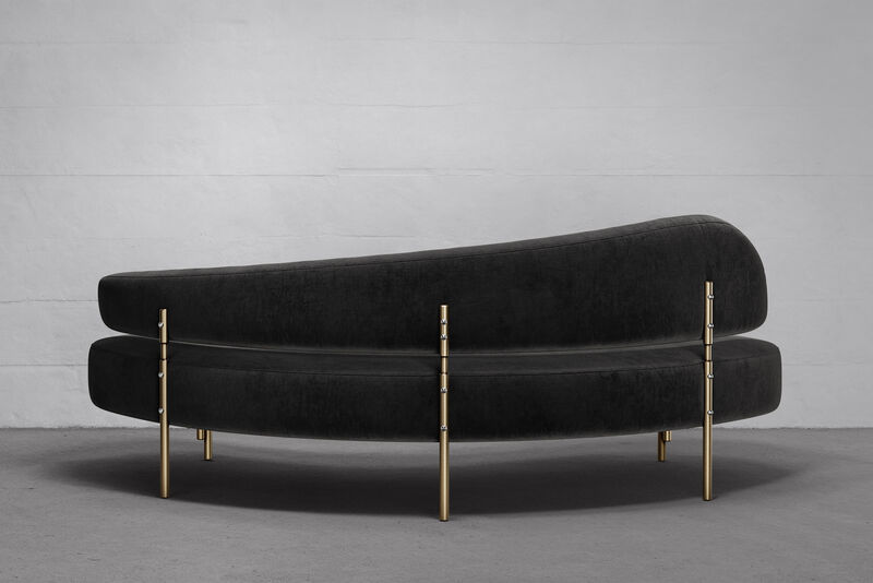 SITIERA_01 Ébano Velvet Upholstered 3-seater Sofa with Aged Bronze Legs by ANDEAN