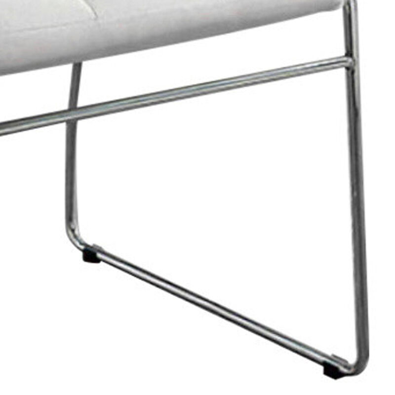 Oahu Contemporary Side Chair With Steel Tube, White Finish, Set of 2-Benzara