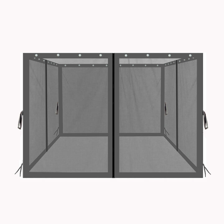 10x10 FT Gazebo Replacement Mosquito Netting With Zippers, 4-Side Mesh Walls For Patio Gazebos