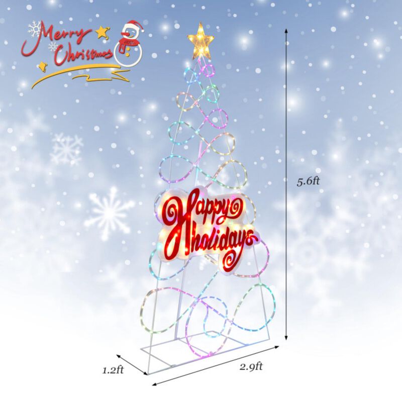Hivvago 5.6 FT Outdoor Colorful Christmas Tree with 216 LED Lights and 6 Lighting Modes