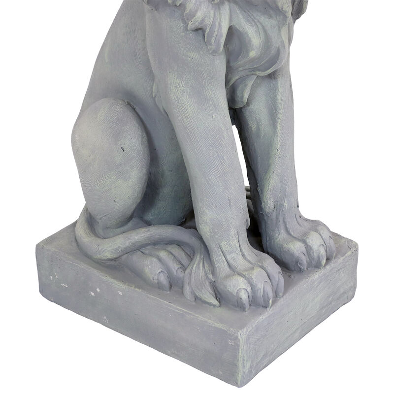 Sunnydaze Noble Beast Sitting Lion Outdoor Concrete Statue - 30 in