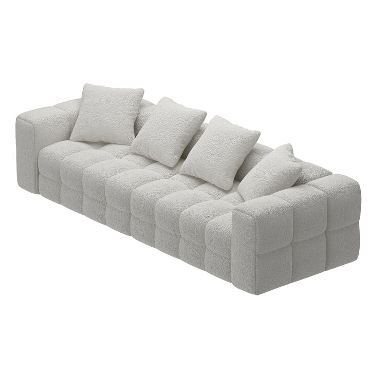 FUFU&GAGA Modern Plush Sofa with Deep Seats and Cushions for Living Room (100.8" W x 37.8" D x 20.5" H) Grey