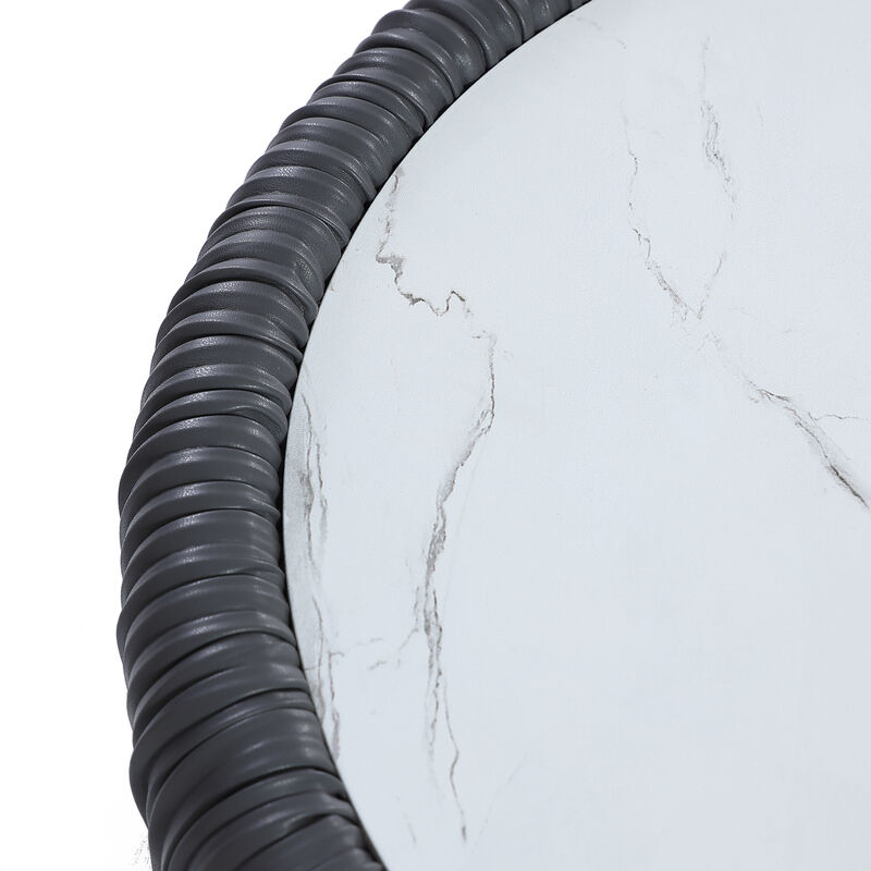 LuxenHome 15.8" H White Round Side Table