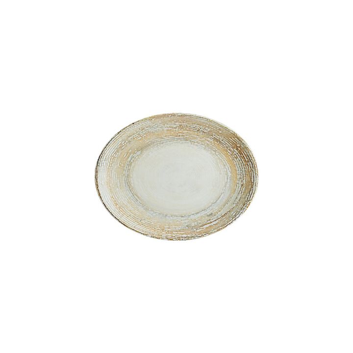 Patera 9.75" x 7.5" x h:1" Oval Decorated Porcelain Platter (Set of 2)
