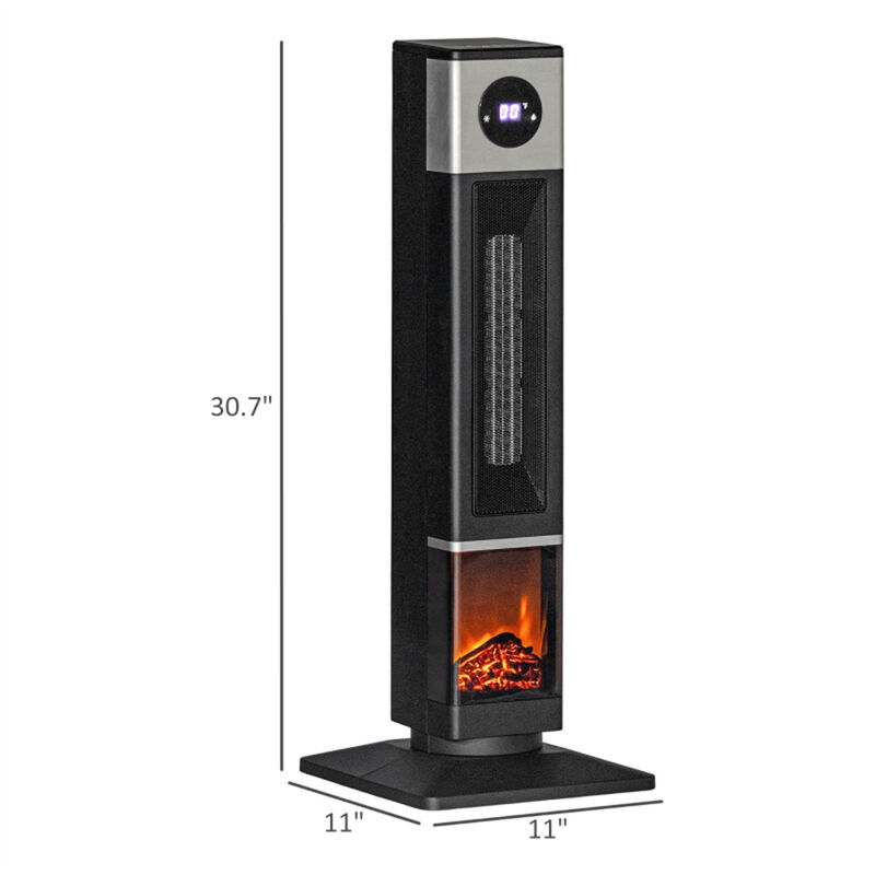 Electric Fireplace Heater with Adjustable Temperature and Realistic Flame