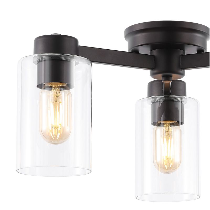 Orville 3-Light Farmhouse Industrial Iron Cylinder LED Semi Flush Mount