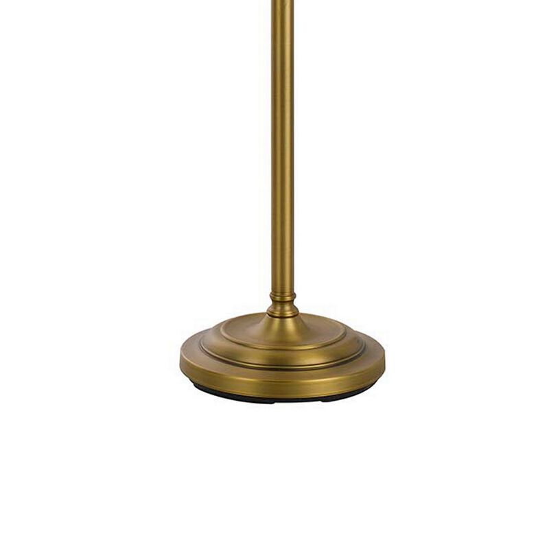 100 Watt Metal Down Bride Floor lamp with Fabric Tapered Drum Shade, Gold-Benzara