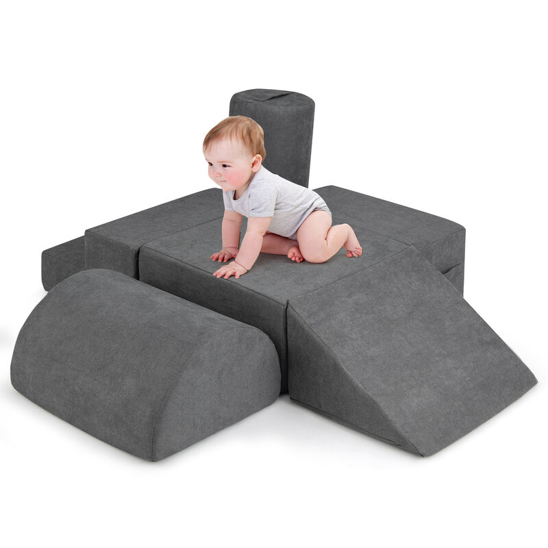6-Piece Baby Climbing Blocks with 30D High-Density Foam and Carrying Handles
