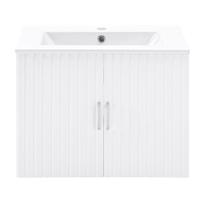 17.72 in. W x 23.62 in. D x 18.7 in. H Single Sink Bath Vanity with Pulls with White Ceramic Top