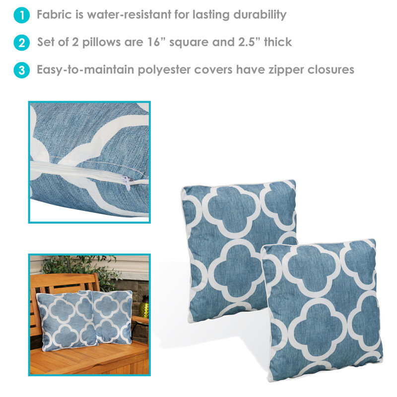 Sunnydaze Indoor/Outdoor Square Throw Pillow - 16 in