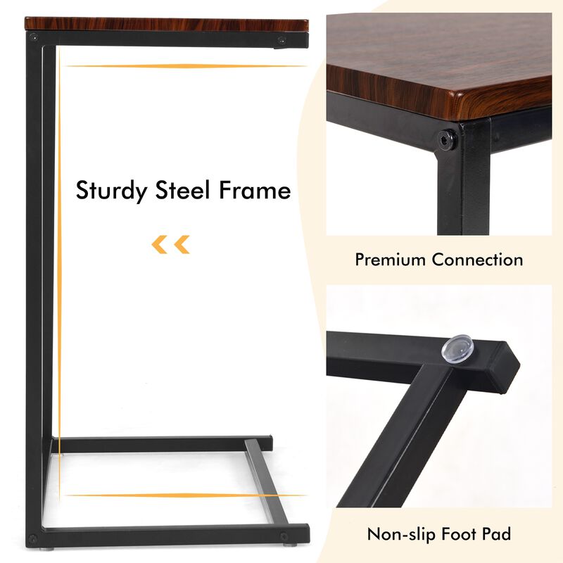 Beside Sofa Laptop Holder End Stand Desk-Dark Brown