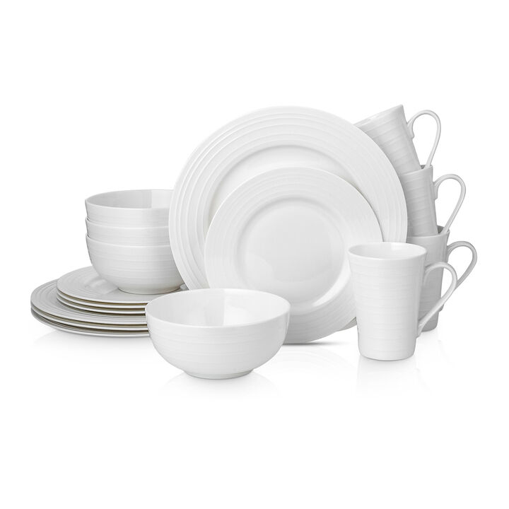 Stone Lain Eleanor Bone China 16 Piece Dinnerware Set, White