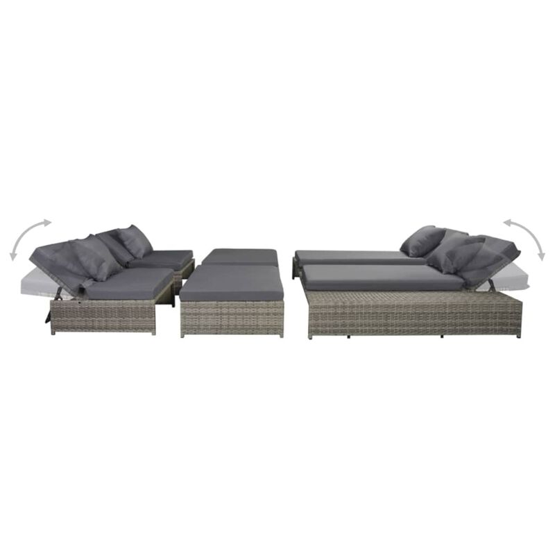 vidaXL Outdoor Lounge Set 15 Pieces Poly Rattan Gray