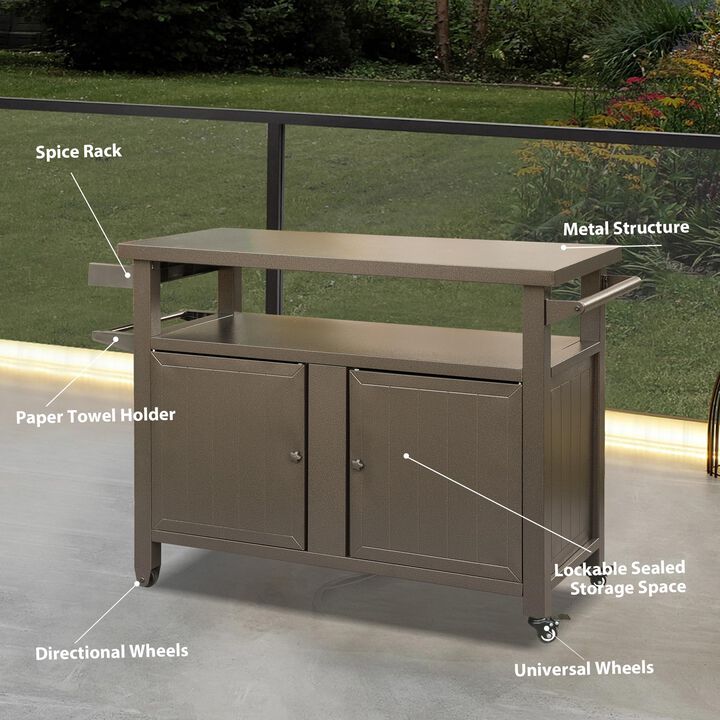 Streamdale Premium 83 Gallon Grill Cart with Rust-Proof Chrome Finish