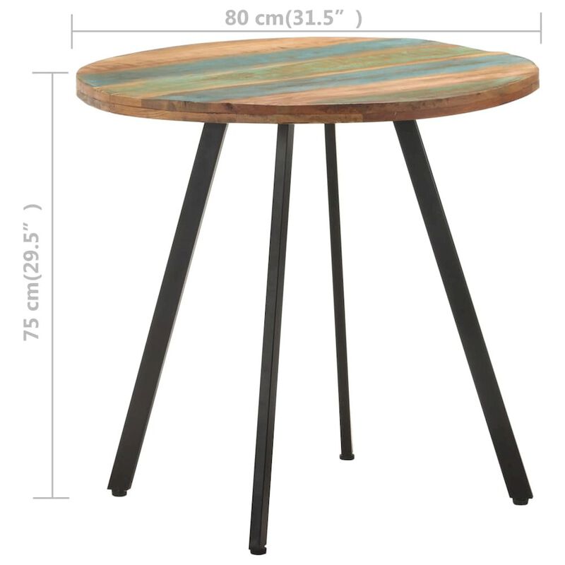 vidaXL Dining Table 31.5" Solid Reclaimed Wood