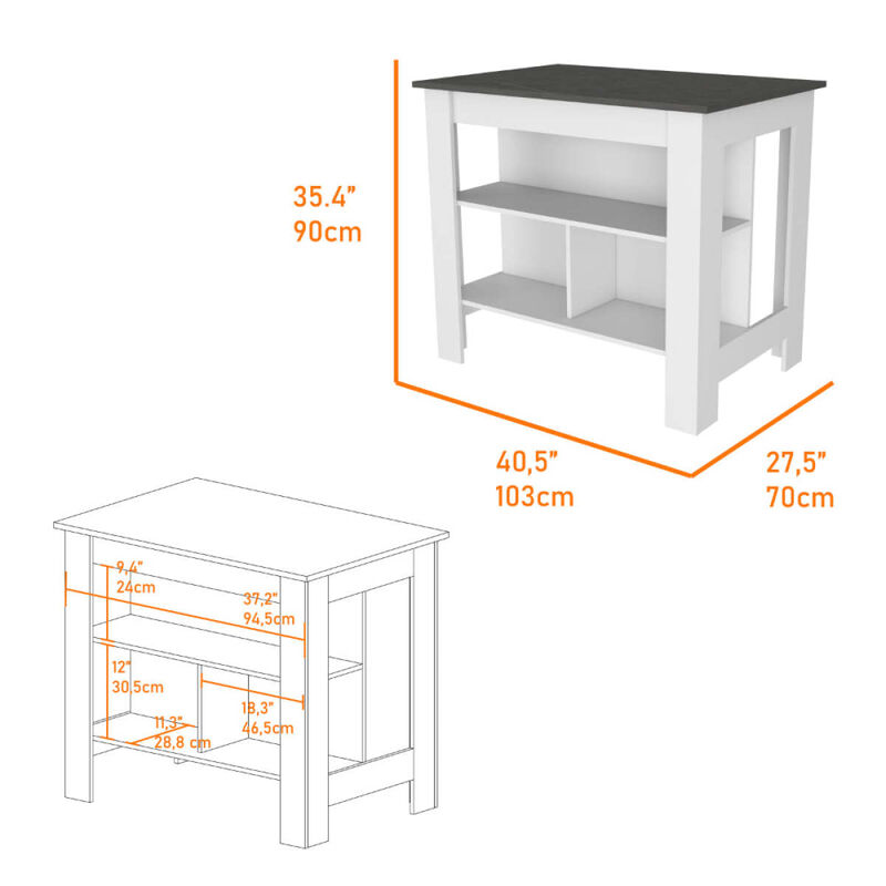 California 2 Piece Kitchen Set, Delos Kitchen Island + Barbados Pantry Cabinet, White Onyx Light Oak
