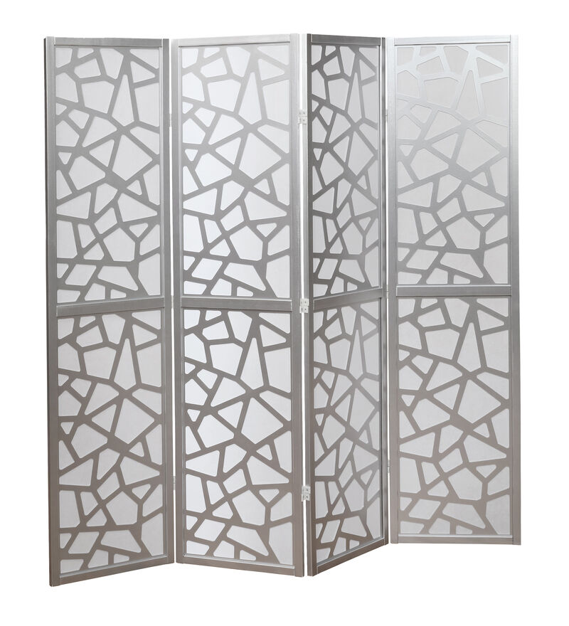 Streamdale Giyano 4 Panel Screen Room Divider, Sliver
