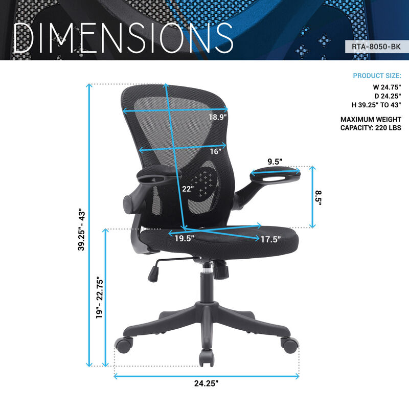 Mesh Task Office Chair With Flip-Up Arms