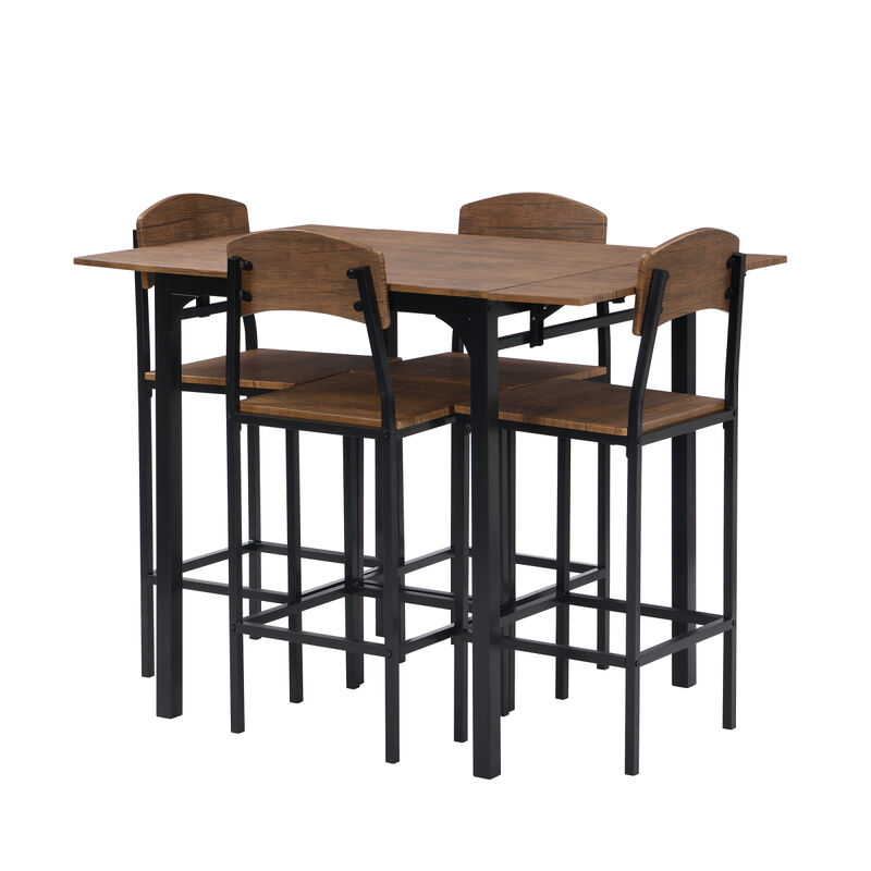 Farmhouse 5-piece Counter Height Drop Leaf Dining Table Set with Dining Chairs